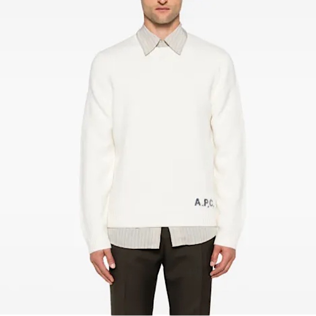 A.P.C Edward Jumper In Ivory Knit Sweater Size Small